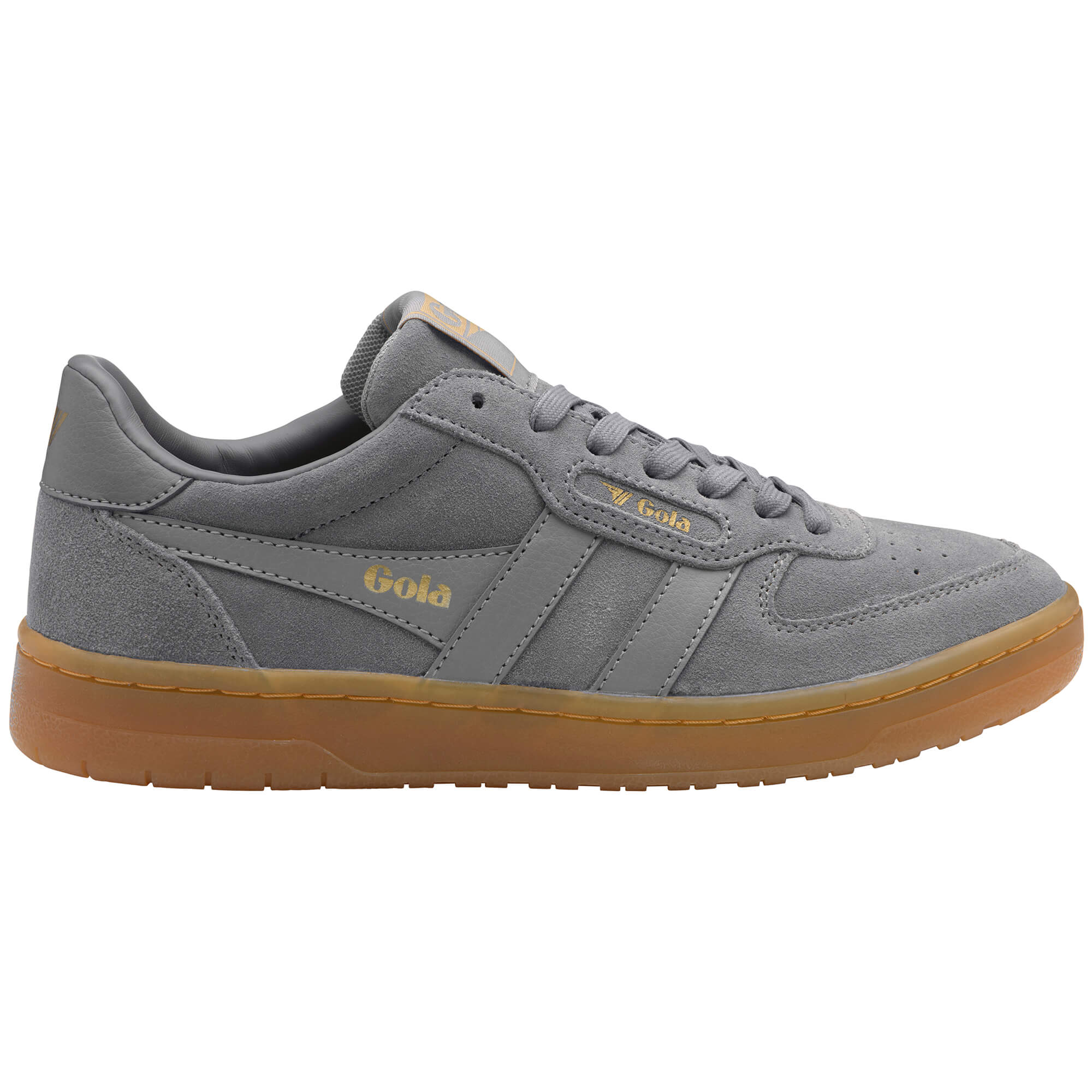 Gola men's trainer in grey suede with a brown sole