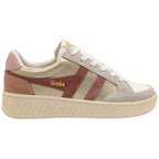 Gola women's trainer in gold, pink, and cream with white laces