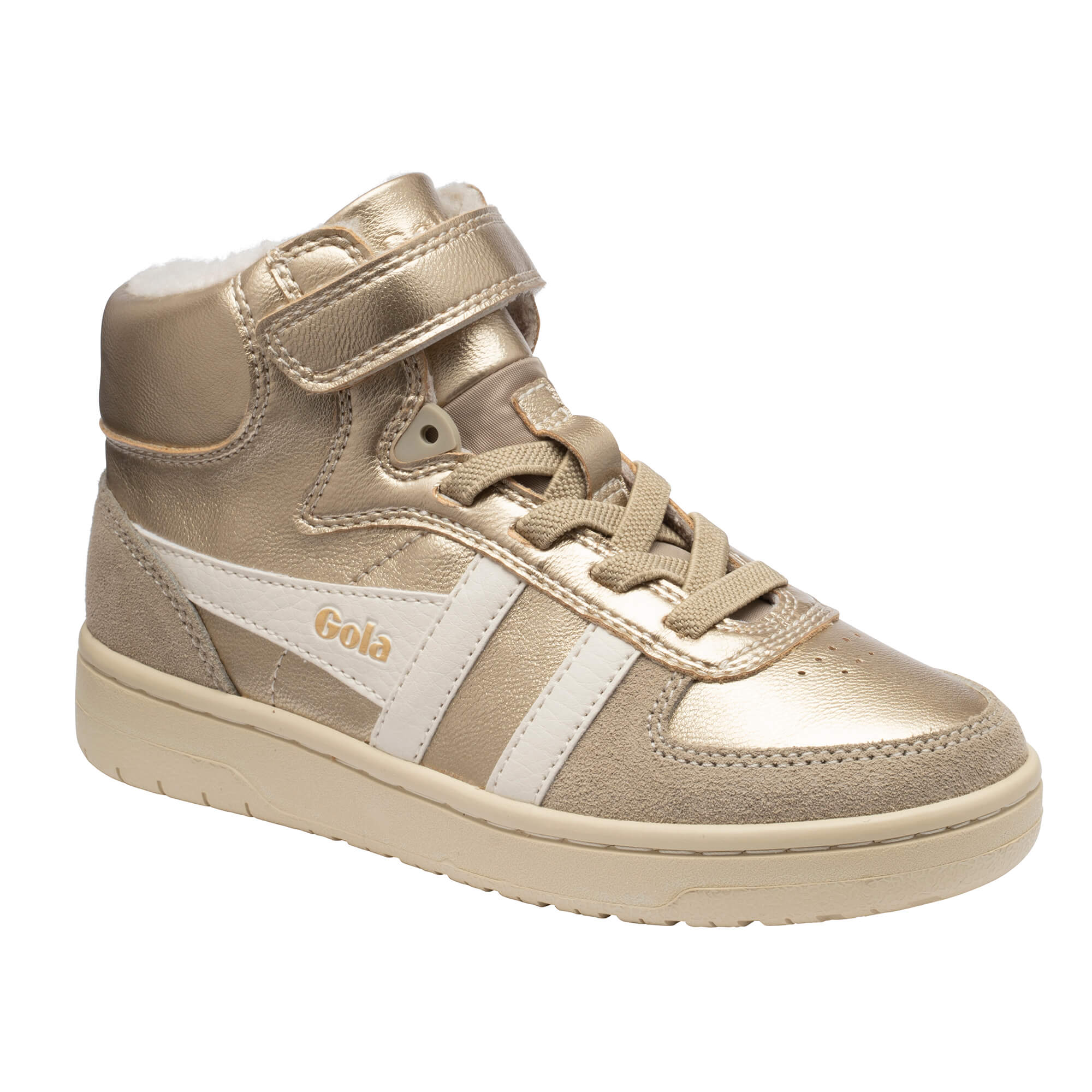 Gola Kids Metallic Gold and White Trainers
