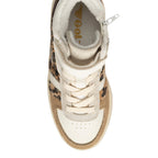 Top-down view of a Gola women's trainer in cream and brown with leopard print detail