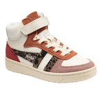 Gola Kids Baseline Mark Cox trainers in white, brown, pink, and leopard print