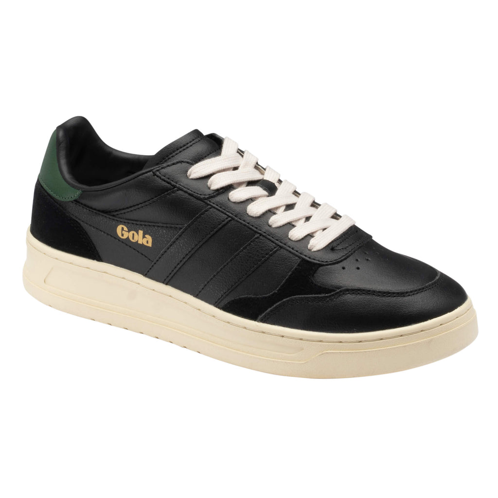 Gola Grandslam Classic Trainers in black with green heel tab and cream laces
