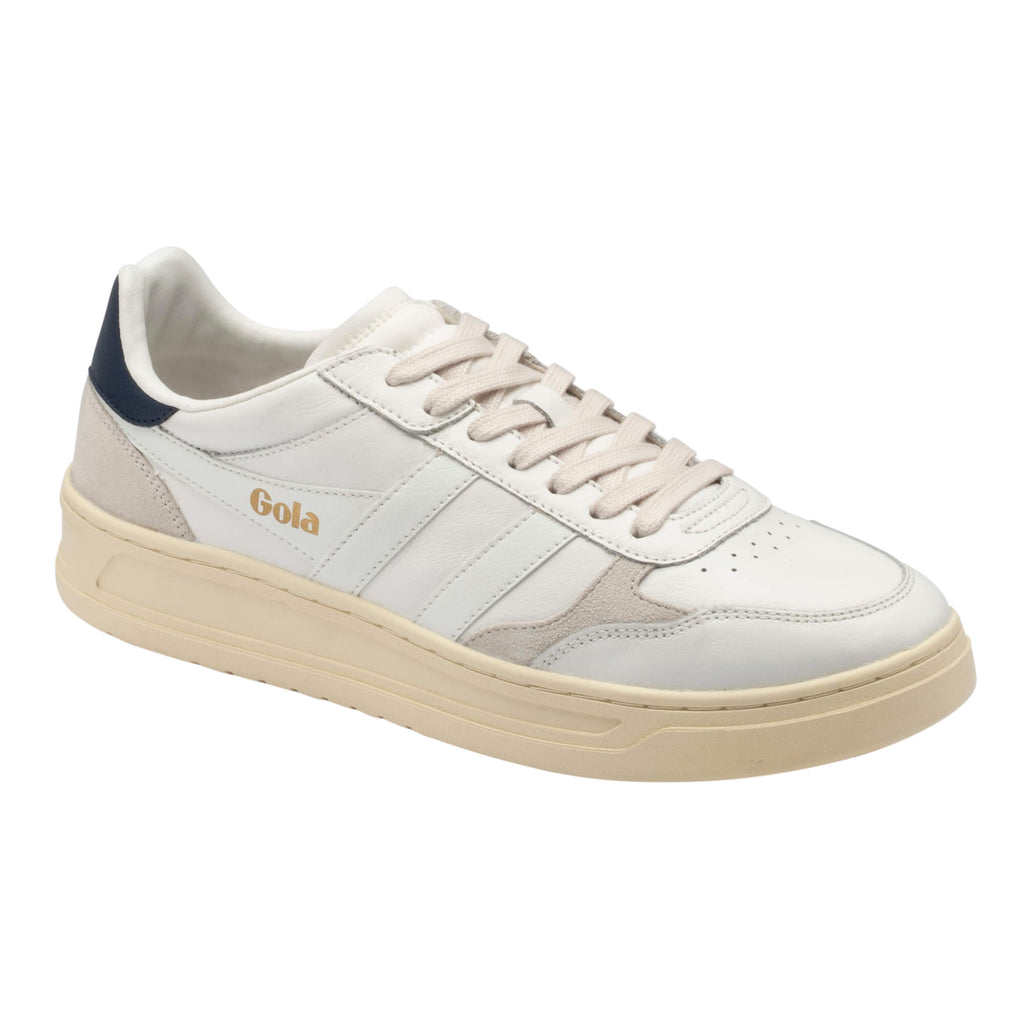 Gola Grandslam Classic Trainers in off-white with navy heel tab and cream sole