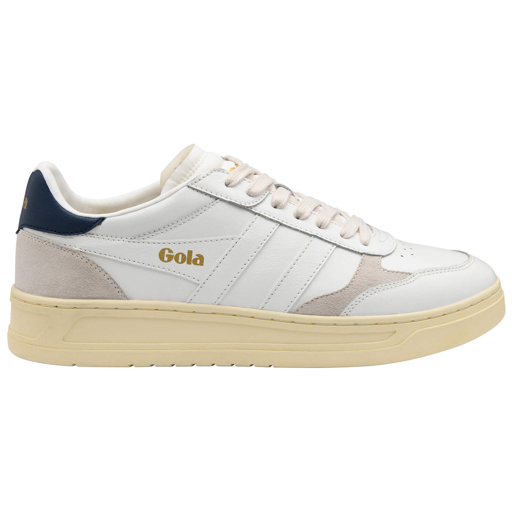 Gola Grandslam Classic Trainers in off-white with navy heel tab and cream sole