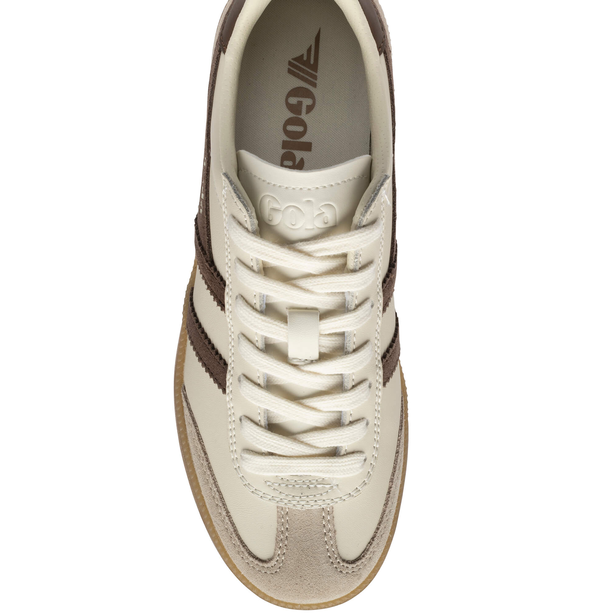 Cream and brown Gola trainer with cream laces