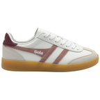 Gola women's trainer in white with a gum sole and pink trim
