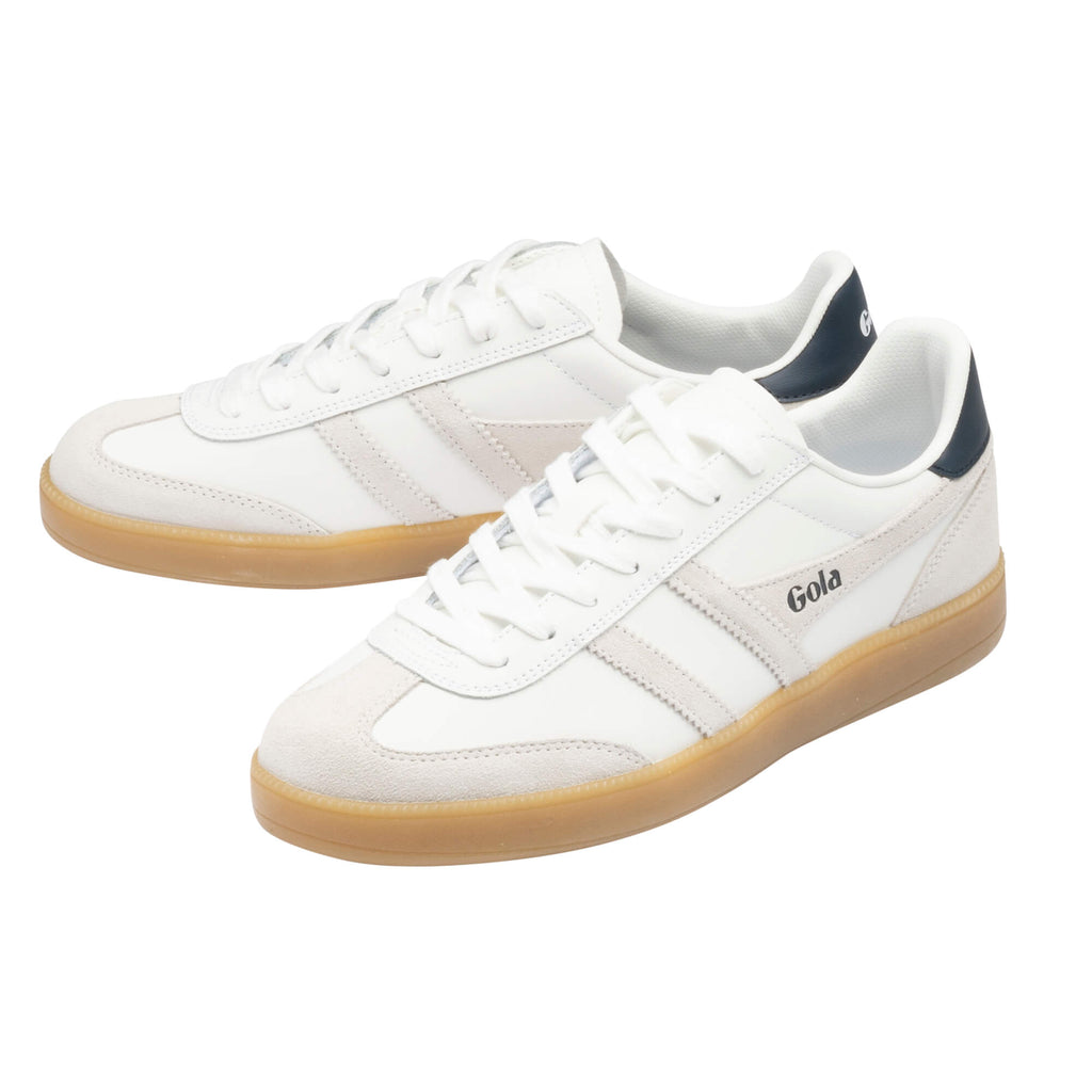 Pair of white Gola trainers with gum soles