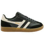 Gola Harrier trainers in black with white stripes and a gum sole