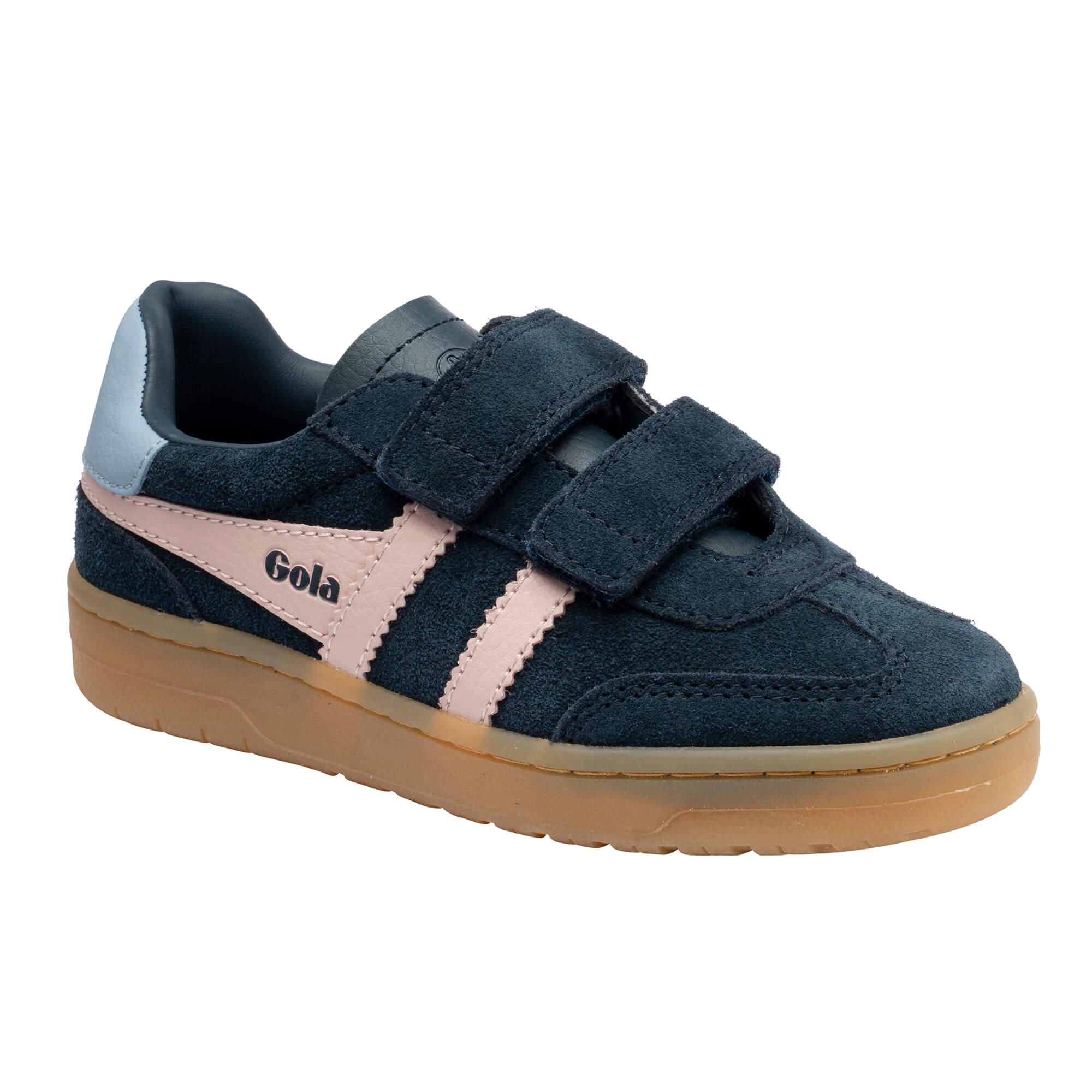 Gola Kids Coaster velcro trainer in navy and pink